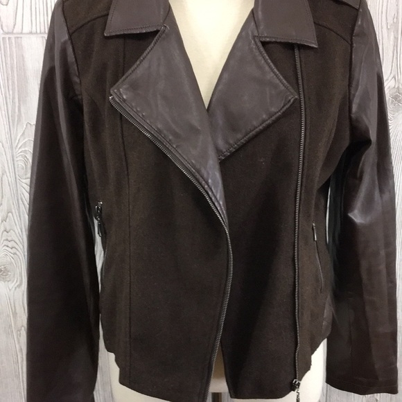 GAZOZ Vintage 80s Faux Leather Moto Style Jacket Large - Picture 6 of 13